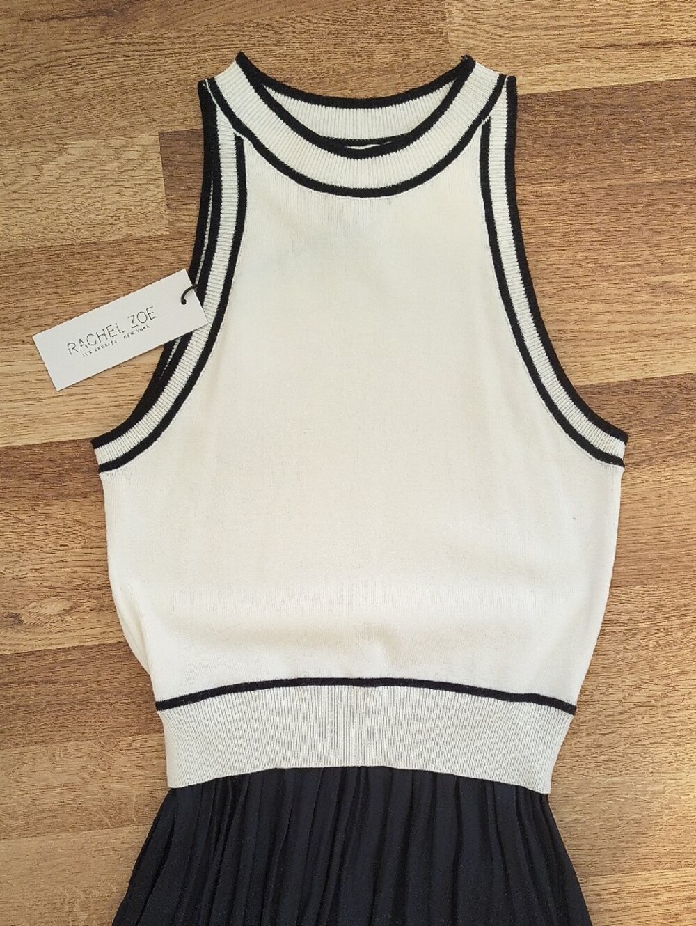 Rachel Zoe Sleeveless Two-Tone Maxi Dress in White and Black - Picture 3 of 10